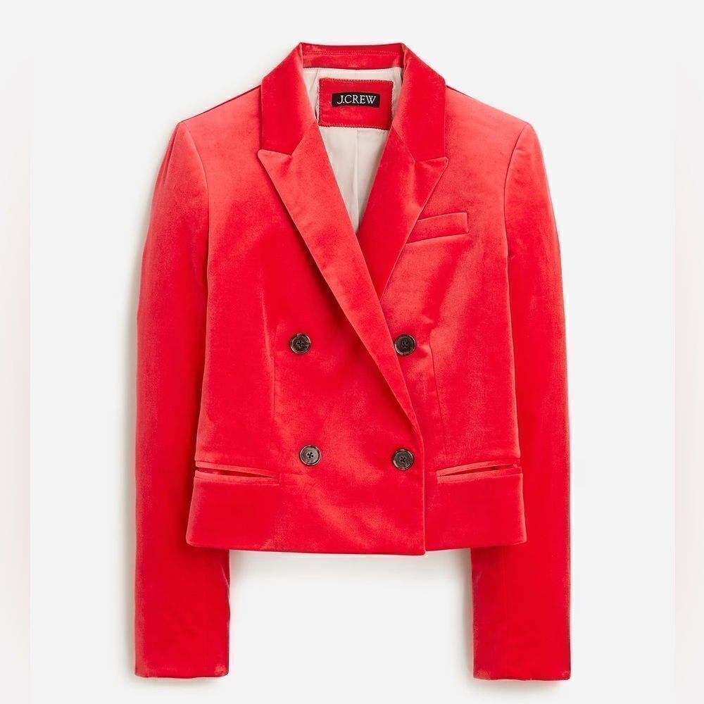 J Crew Cropped Double Breasted Velvet Blazer NWT